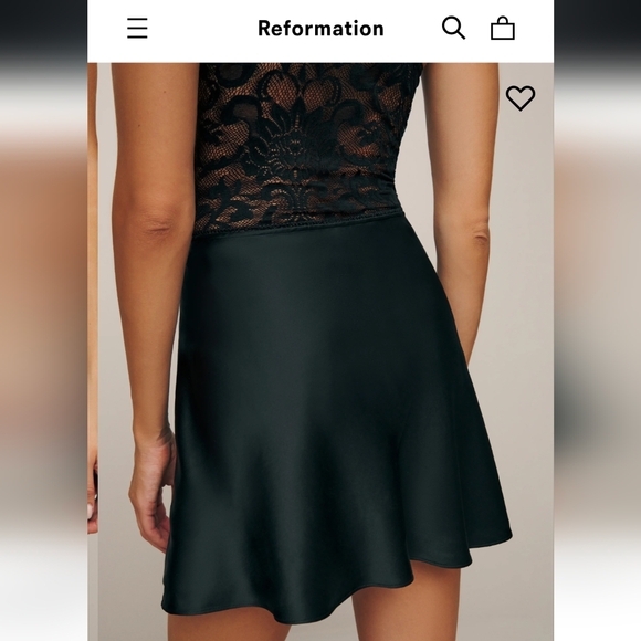 ♥️ NWT Reformation Edda Silk Skirt Black XL - Picture 2 of 10